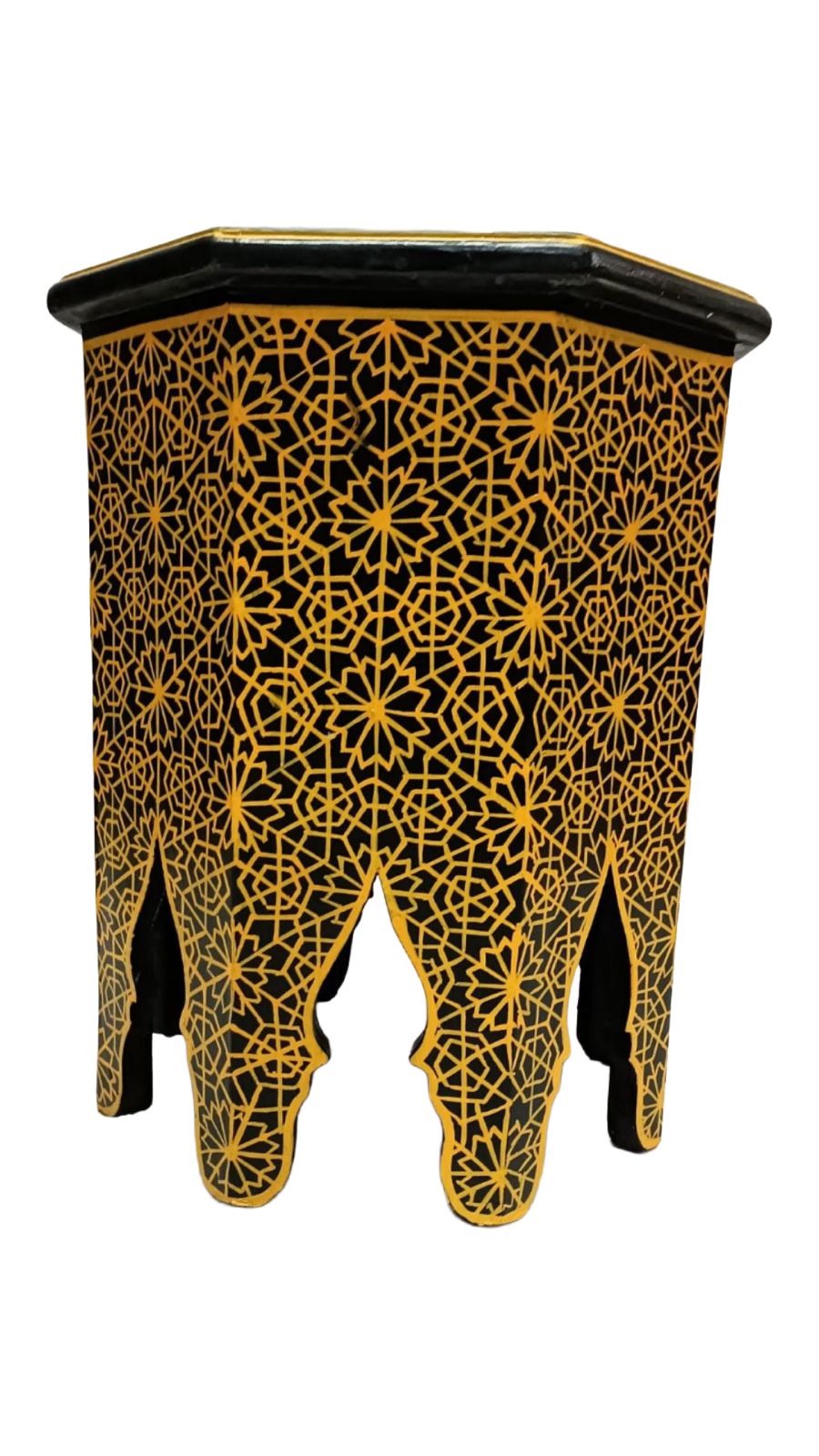 Hand-Painted Moroccan Side Table, Oriental Accent Table, Solid Wood, Handmade Boho Decor