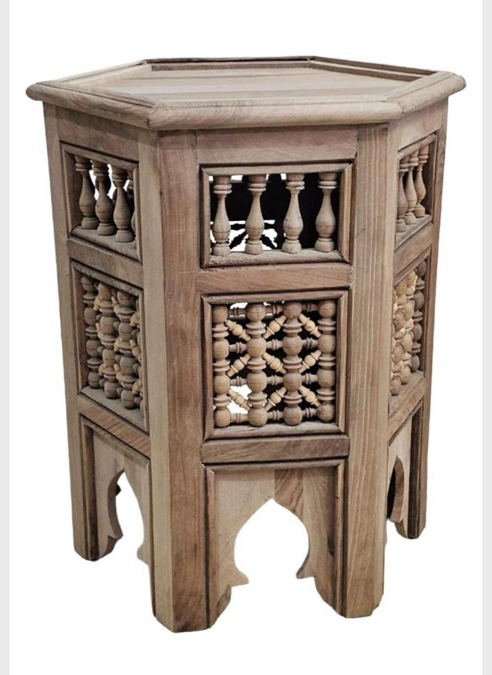 Hand-Painted Moroccan Side Table, Oriental Accent Table, Cedar Wood, Handmade Boho Decor