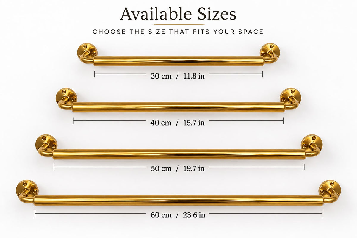 Handmade Moroccan Unlacquered Brass Towel Rack for Bathroom