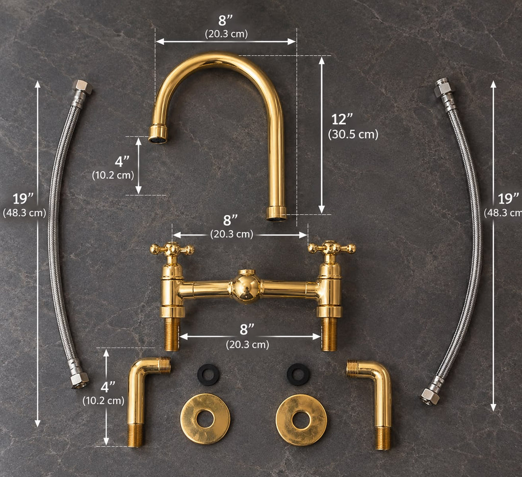 Unlacquered Brass Wall-Mount Bridge Kitchen Faucet – -Style Kitchen Sink Faucet