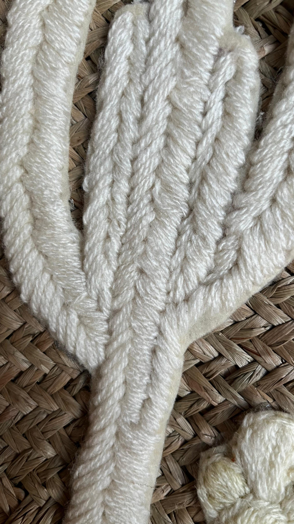 Handwoven straw beach bag white cactus design Moroccan market tote