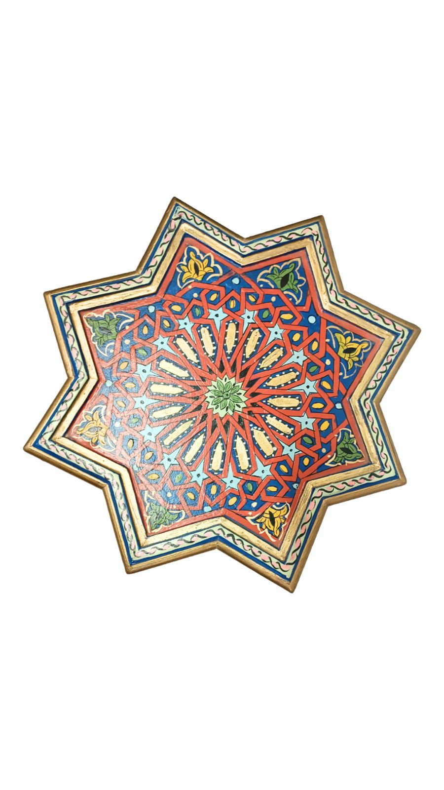 Hand-Painted Moroccan Side Table, Oriental Accent Table, Solid Wood, Handmade Boho Decor
