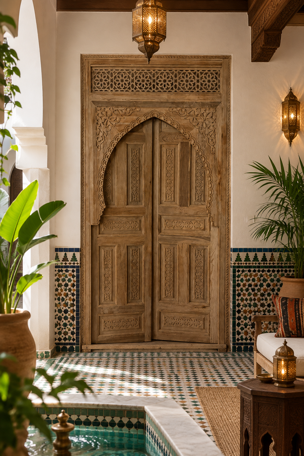 Handmade Moroccan Cedar Wood Door | Premium Carved Wooden Double Door