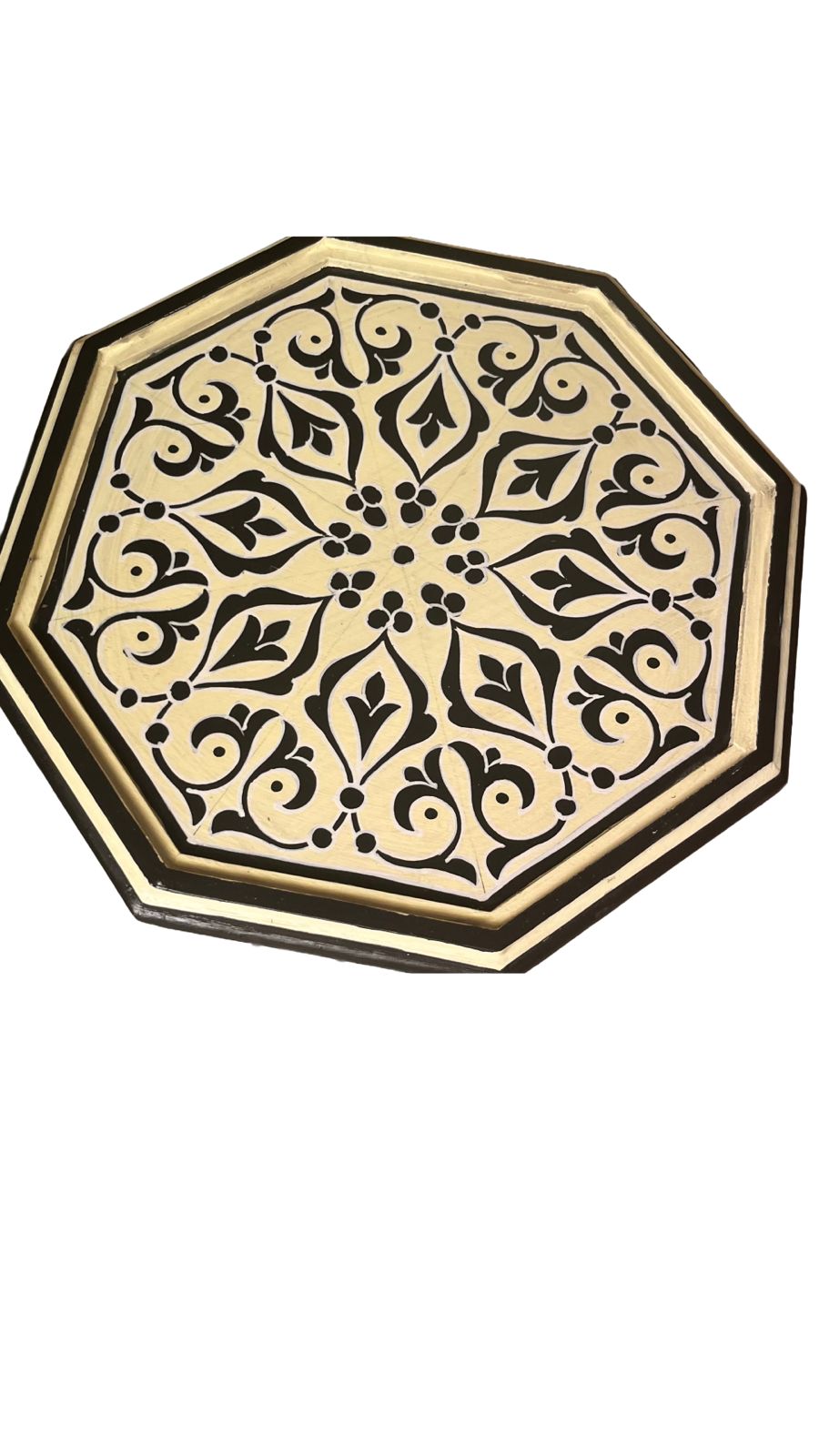 Hand-Painted Moroccan Side Table, Oriental Accent Table, Solid Wood, Handmade Boho Decor