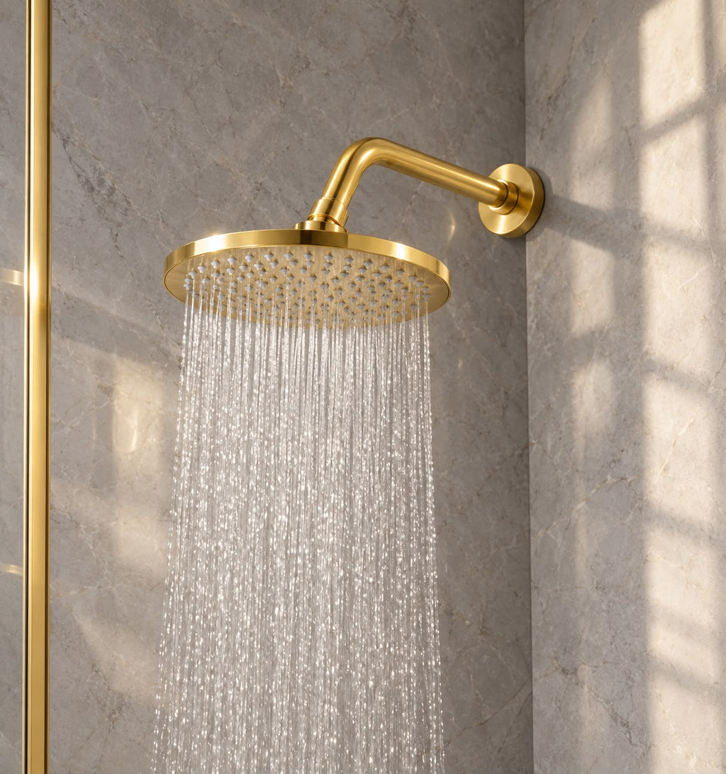 Richmond Unlacquered Brass Shower System with Hand Shower & Rough-In Valve Included