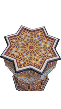 Hand-Painted Moroccan Side Table, Oriental Accent Table, Solid Wood, Handmade Boho Decor