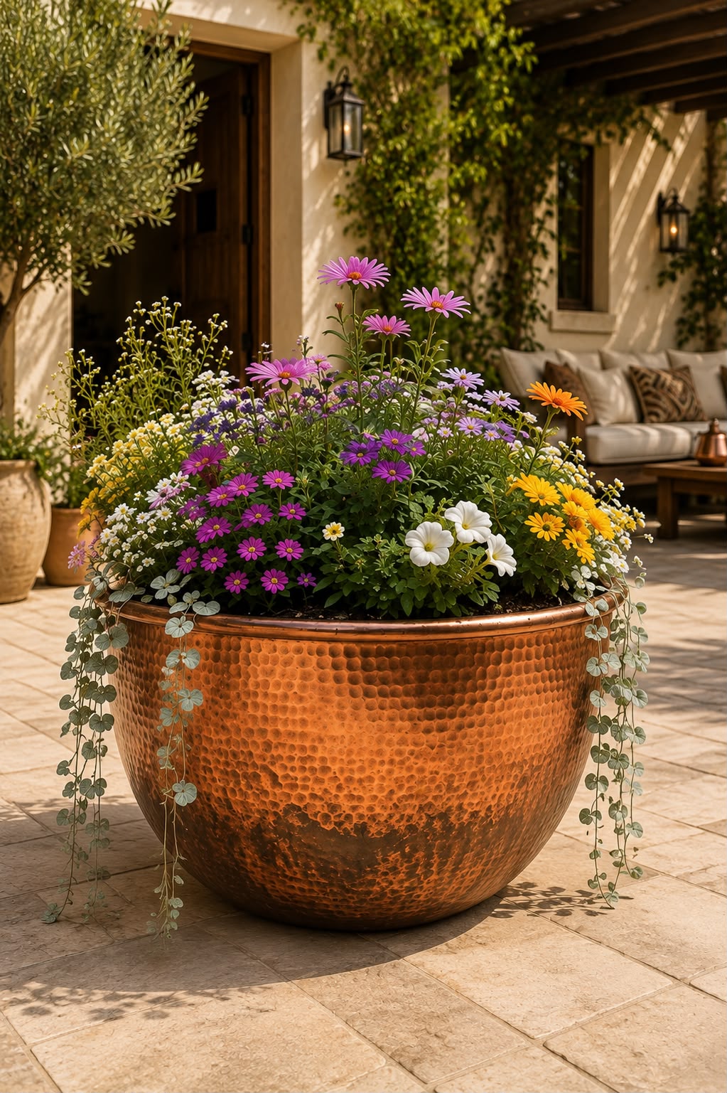 Handmade Hammered Copper Planter – Moroccan Artisan Copper Flower Pot for Indoor & Outdoor Decor