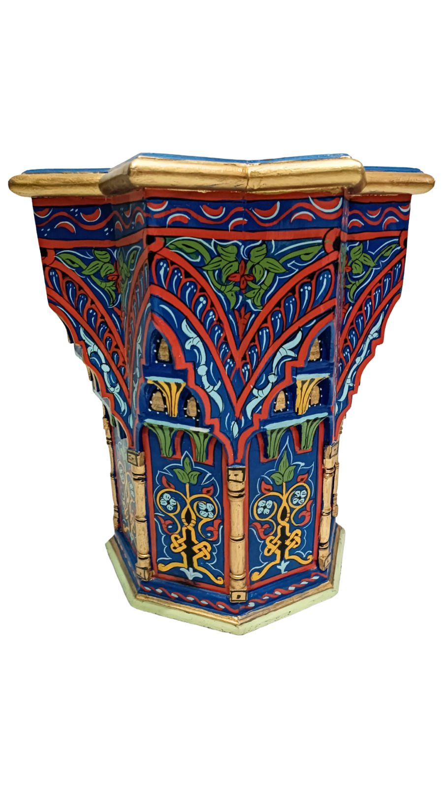 Hand-Painted Moroccan Side Table, Oriental Accent Table, Solid Wood, Handmade Boho Decor