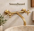 Alamo Vintage Wall-Mount Bathroom Faucet – Unlacquered Brass