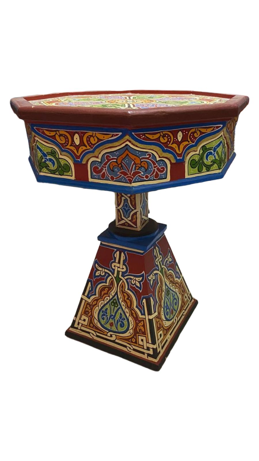 Hand-Painted Moroccan Side Table, Oriental Accent Table, Solid Wood, Handmade Boho Decor