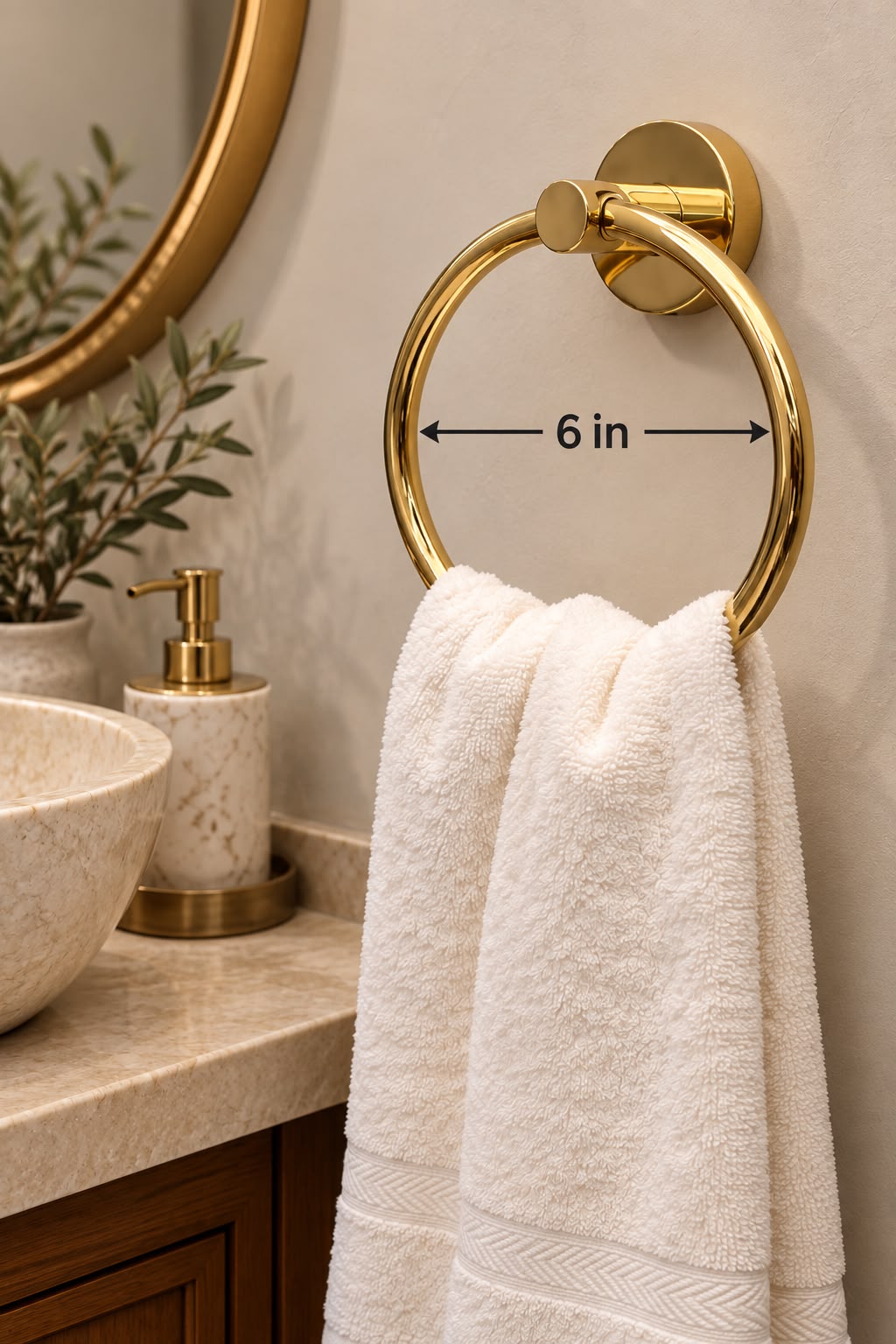 Handmade Unlacquered Brass Towel Ring – Round Bathroom Towel Holder