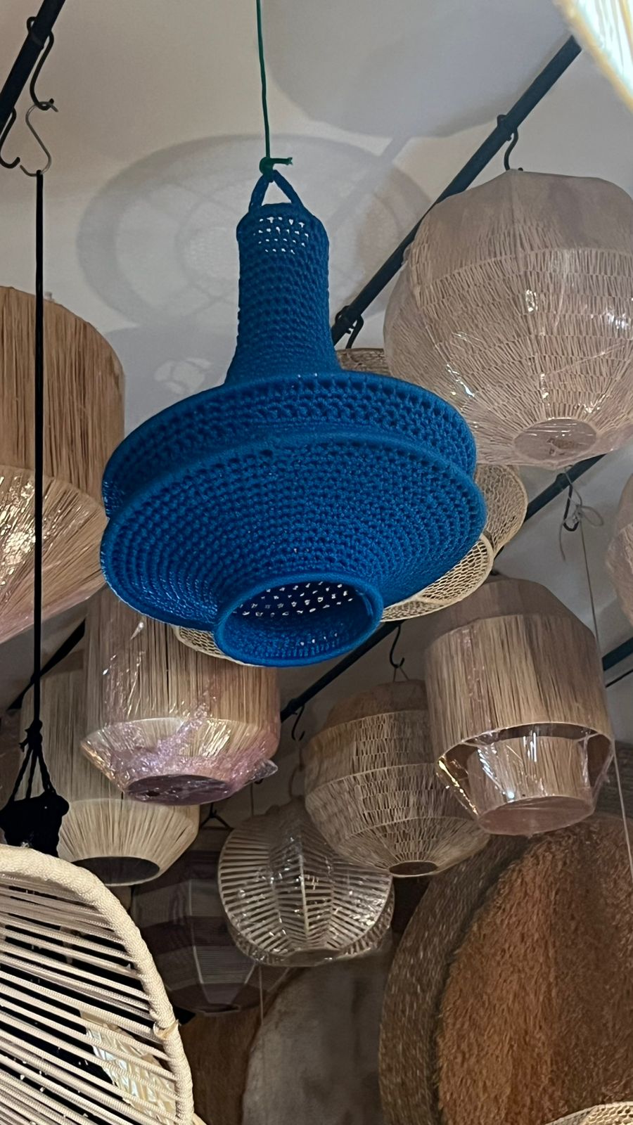 Handwoven Palm Fiber Pendant Light – Moroccan Bohemian Ceiling Lamp