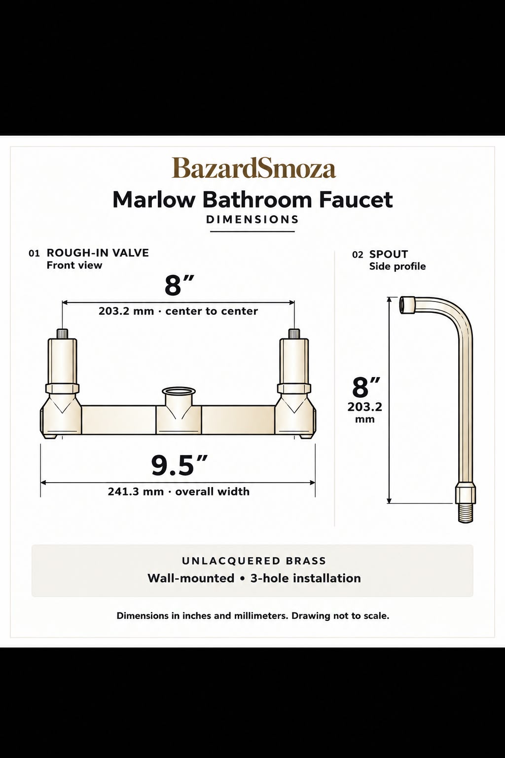 Unlacquered Brass Wall-Mount Pot Filler Faucet with Swing and Folding Arm | morocco brass