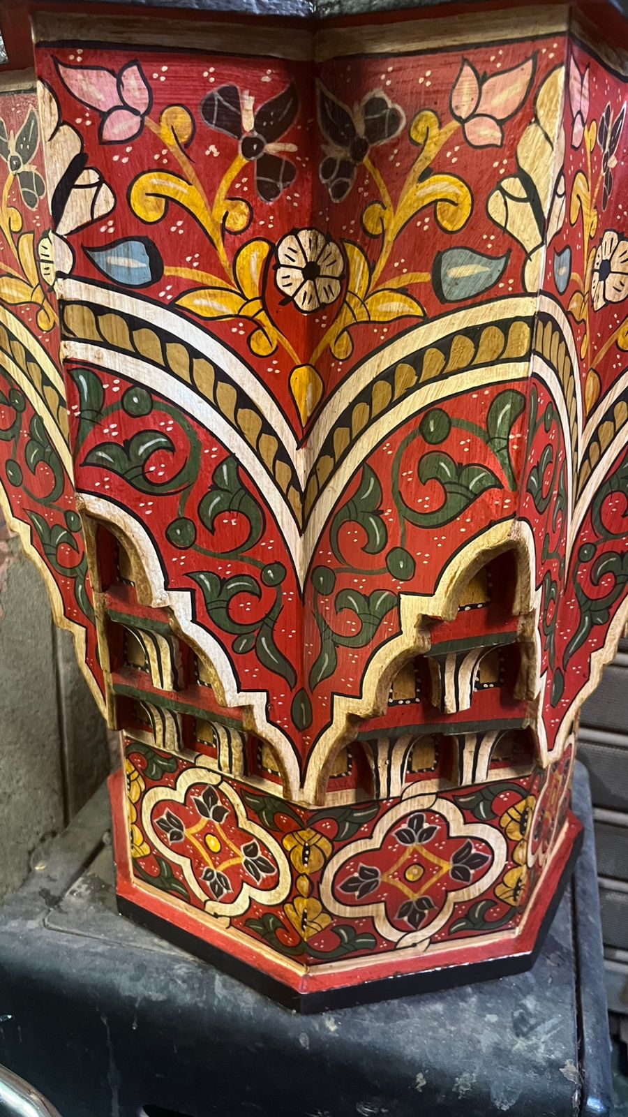 Hand-Painted Moroccan Side Table, Oriental Accent Table, Solid Wood, Handmade Boho Decor