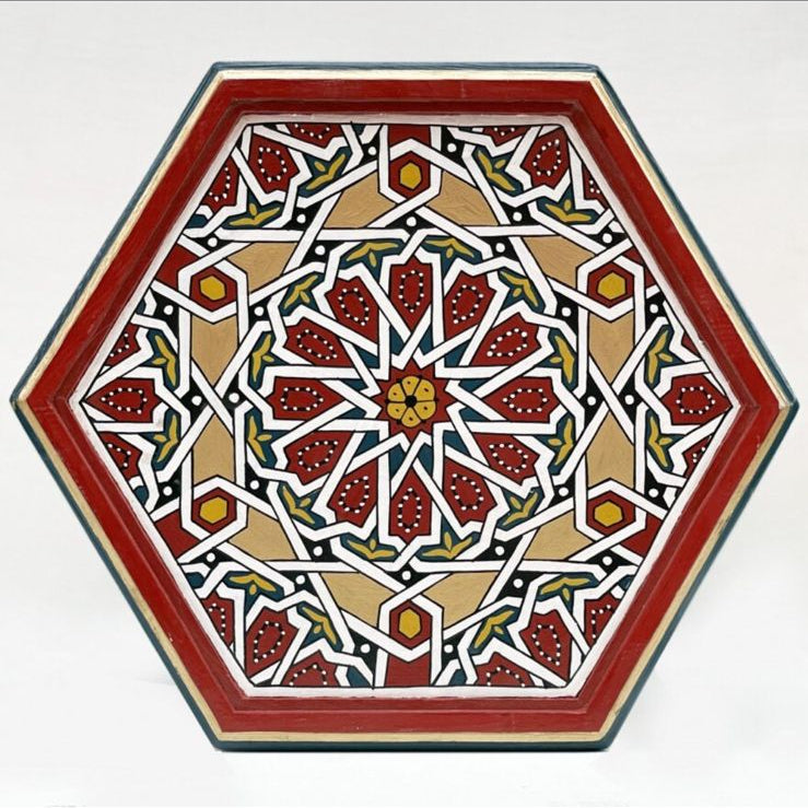 Hand-Painted Moroccan Side Table, Oriental Accent Table, Solid Wood, Handmade Boho Decor