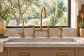 Unlacquered Brass Deck Mount Kitchen Faucet with Side Sprayer & Cold Water Tap – Handmade Brass Sink Faucet