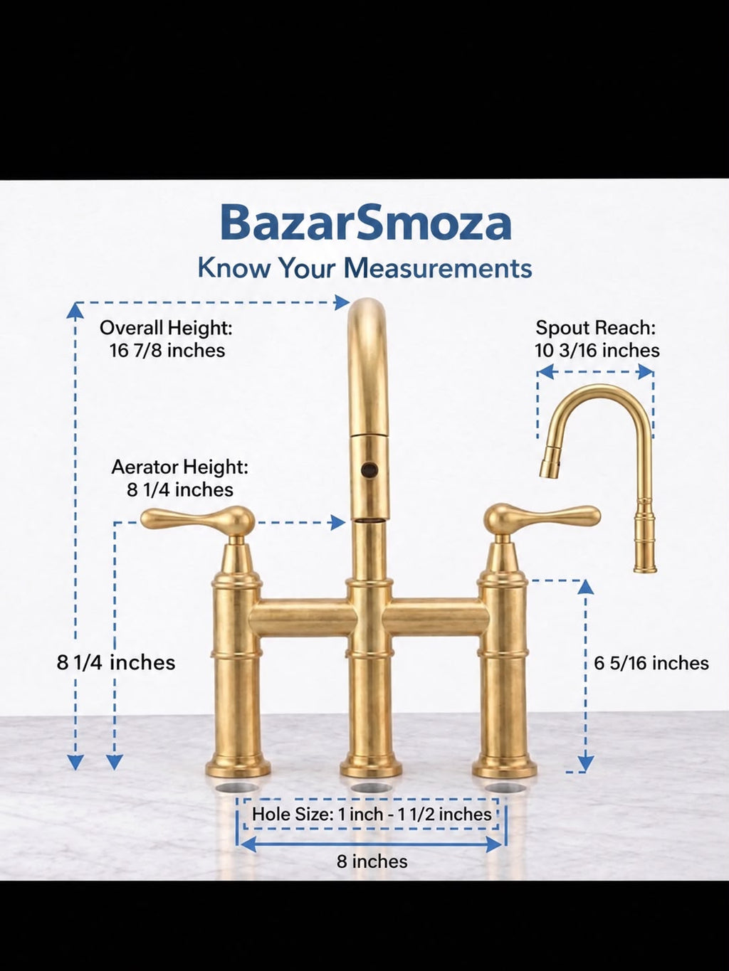 Handcrafted Moroccan Pull-Down Kitchen Faucet – Unlacquered Brass with Extractable Spray