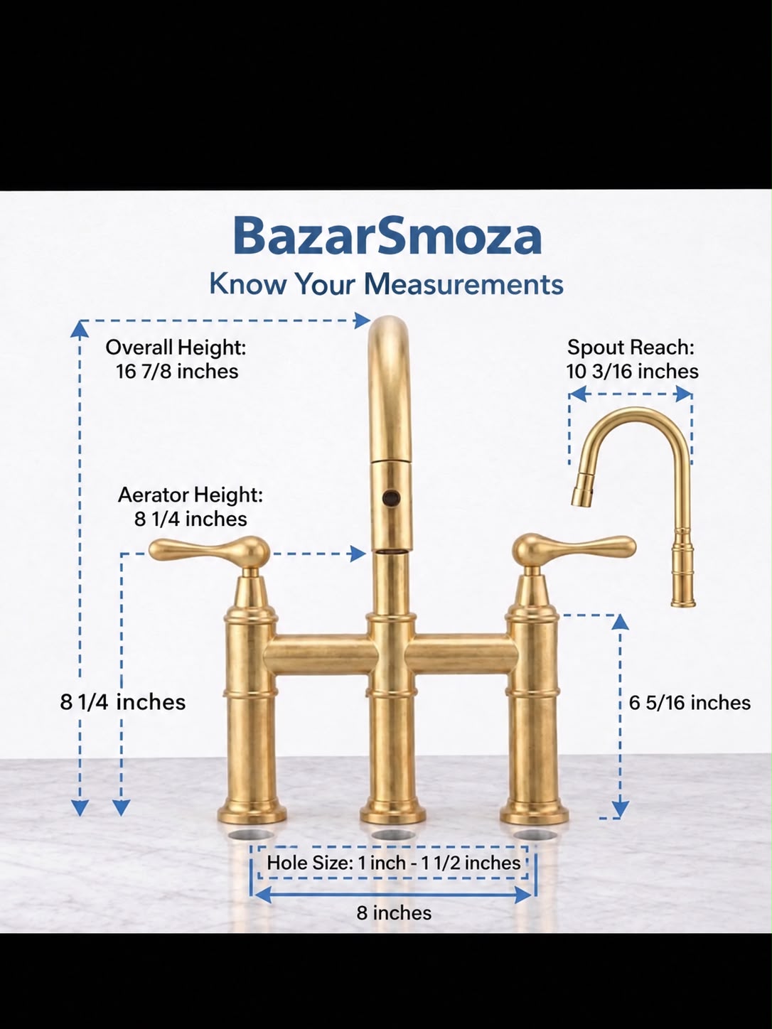 Handcrafted Moroccan Pull-Down Kitchen Faucet – Unlacquered Brass with Extractable Spray