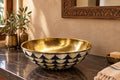 Solid Brass Bathroom Vanity Sink – Handmade Bone-Inlaid Vessel Basin