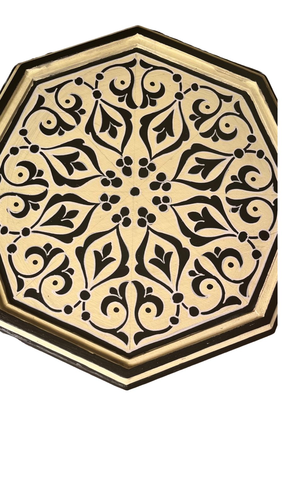 Hand-Painted Moroccan Side Table, Oriental Accent Table, Solid Wood, Handmade Boho Decor
