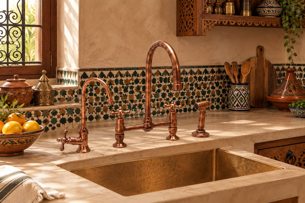 Short-Leg Oil-Rubbed Bronze Kitchen Bridge Faucet