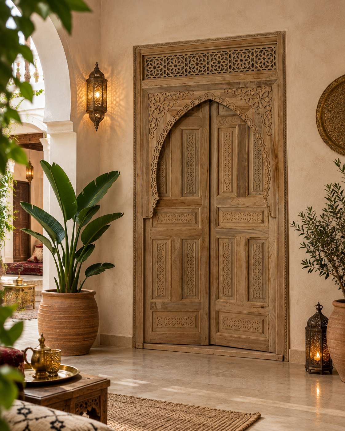 Handmade Moroccan Cedar Wood Door | Premium Carved Wooden Double Door