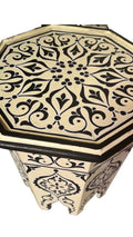 Hand-Painted Moroccan Side Table, Oriental Accent Table, Solid Wood, Handmade Boho Decor
