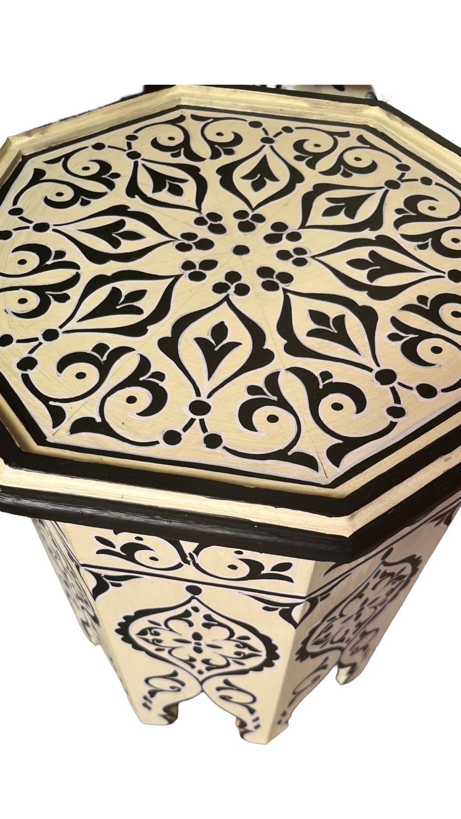Hand-Painted Moroccan Side Table, Oriental Accent Table, Solid Wood, Handmade Boho Decor