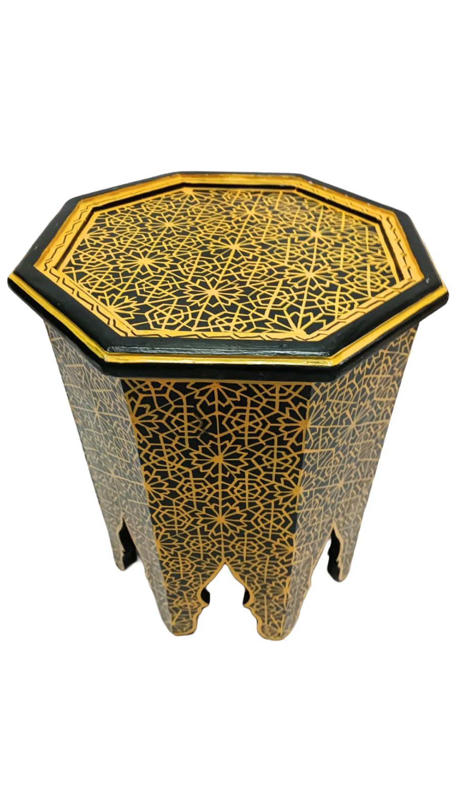 Hand-Painted Moroccan Side Table, Oriental Accent Table, Solid Wood, Handmade Boho Decor